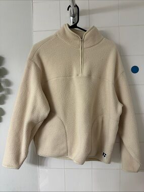 Frank and Oak Cream Half-Zip Fleece Pullover